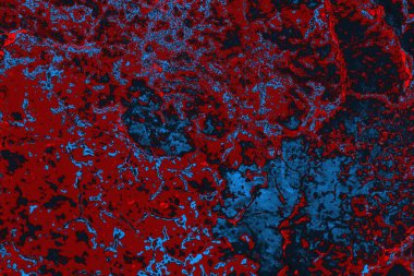 Kırmızı ve mavi renkli grungy duvar, desenli arka plan