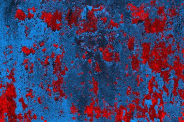 Kırmızı ve mavi renkli grungy duvar, desenli arka plan