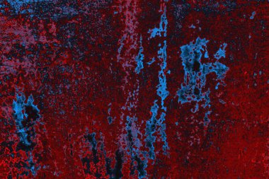 Kırmızı ve mavi renkli grungy duvar, desenli arka plan