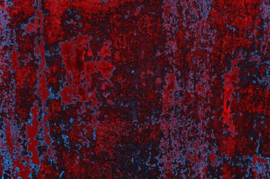 Kırmızı ve mavi renkli grungy duvar, desenli arka plan
