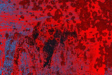 Kırmızı ve mavi renkli grungy duvar, desenli arka plan