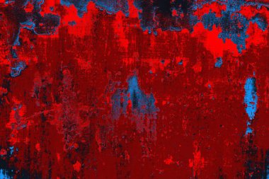 Kırmızı ve mavi renkli grungy duvar, desenli arka plan