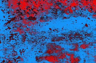 Kırmızı ve mavi renkli grungy duvar, desenli arka plan