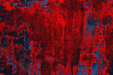 Kırmızı ve mavi renkli grungy duvar, desenli arka plan