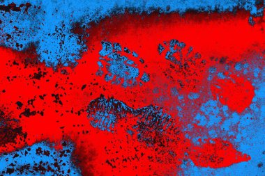 Kırmızı ve mavi renkli grungy duvar, desenli arka plan