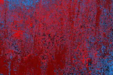 Kırmızı ve mavi renkli grungy duvar, desenli arka plan