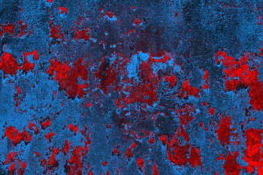 Kırmızı ve mavi renkli grungy duvar, desenli arka plan