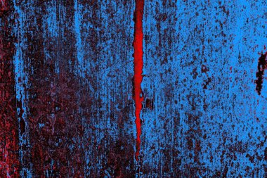 Kırmızı ve mavi renkli grungy duvar, desenli arka plan