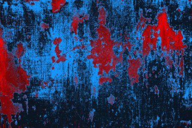 Kırmızı ve mavi renkli grungy duvar, desenli arka plan