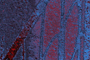 Kırmızı ve mavi renkli grungy duvar, desenli arka plan