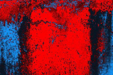 Kırmızı ve mavi renkli grungy duvar, desenli arka plan