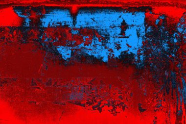 Kırmızı ve mavi renkli grungy duvar, desenli arka plan