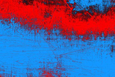 Kırmızı ve mavi renkli grungy duvar, desenli arka plan