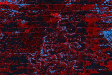 Kırmızı ve mavi renkli grungy duvar, desenli arka plan