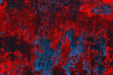 Kırmızı ve mavi renkli grungy duvar, desenli arka plan