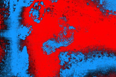 Kırmızı ve mavi renkli grungy duvar, desenli arka plan