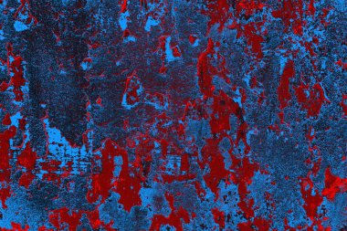 Kırmızı ve mavi renkli grungy duvar, desenli arka plan