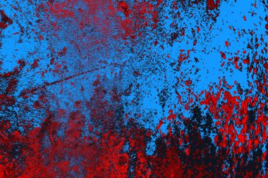 Kırmızı ve mavi renkli grungy duvar, desenli arka plan