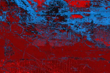Kırmızı ve mavi renkli grungy duvar, desenli arka plan