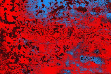 Kırmızı ve mavi renkli grungy duvar, desenli arka plan