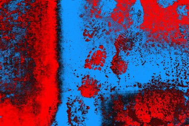 Kırmızı ve mavi renkli grungy duvar, desenli arka plan