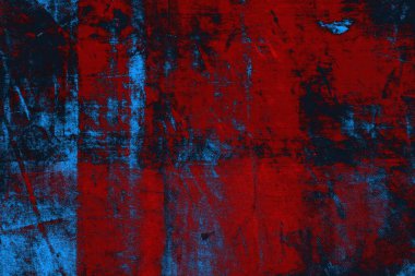 Kırmızı ve mavi renkli grungy duvar, desenli arka plan
