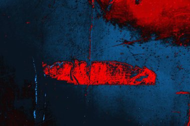 Kırmızı ve mavi renkli grungy duvar, desenli arka plan