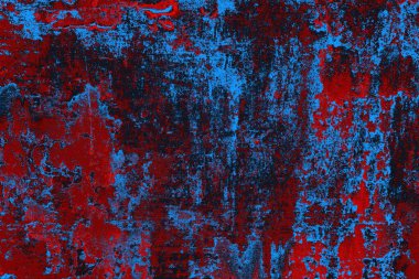 Kırmızı ve mavi renkli grungy duvar, desenli arka plan