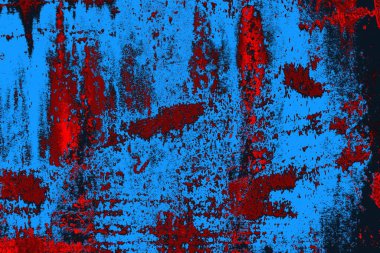 Kırmızı ve mavi renkli grungy duvar, desenli arka plan