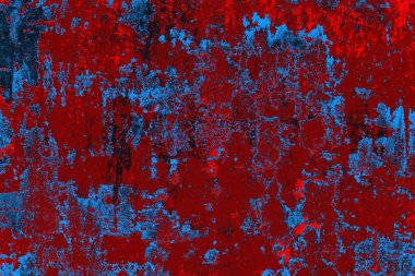Kırmızı ve mavi renkli grungy duvar, desenli arka plan