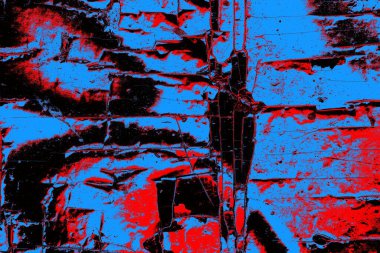 Kırmızı ve mavi renkli grungy duvar, desenli arka plan