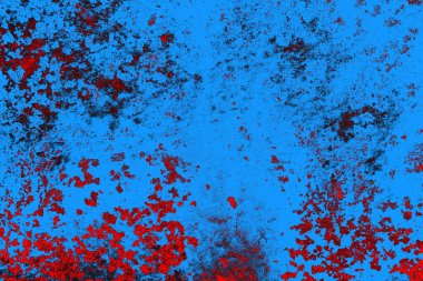 Kırmızı ve mavi renkli grungy duvar, desenli arka plan