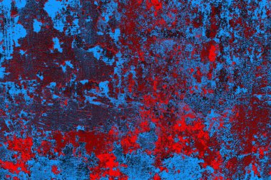 Kırmızı ve mavi renkli grungy duvar, desenli arka plan