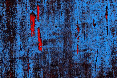 Kırmızı ve mavi renkli grungy duvar, desenli arka plan