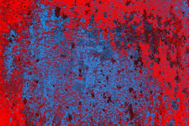 Kırmızı ve mavi renkli grungy duvar, desenli arka plan