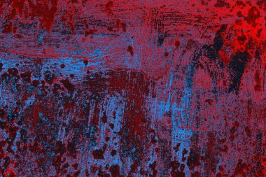 Kırmızı ve mavi renkli grungy duvar, desenli arka plan