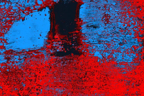 Kırmızı ve mavi renkli grungy duvar, desenli arka plan