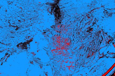 Kırmızı ve mavi renkli grungy duvar, desenli arka plan