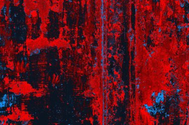 Kırmızı ve mavi renkli grungy duvar, desenli arka plan
