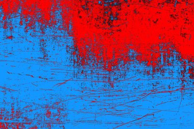 Kırmızı ve mavi renkli grungy duvar, desenli arka plan