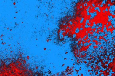 Kırmızı ve mavi renkli grungy duvar, desenli arka plan