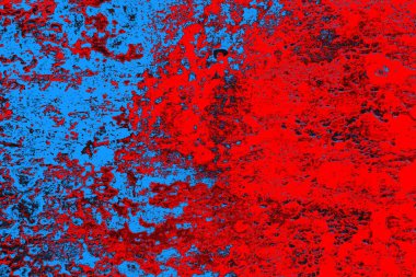 Kırmızı ve mavi renkli grungy duvar, desenli arka plan