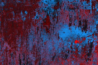 Kırmızı ve mavi renkli grungy duvar, desenli arka plan