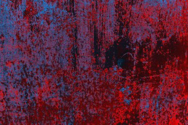 Kırmızı ve mavi renkli grungy duvar, desenli arka plan