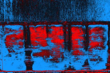 Kırmızı ve mavi renkli grungy duvar, desenli arka plan
