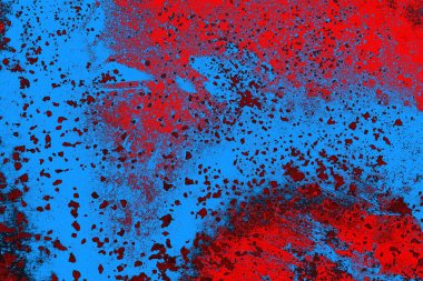 Kırmızı ve mavi renkli grungy duvar, desenli arka plan