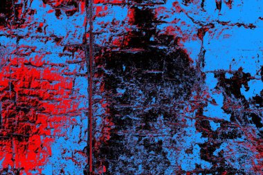 Kırmızı ve mavi renkli grungy duvar, desenli arka plan