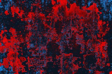 Kırmızı ve mavi renkli grungy duvar, desenli arka plan