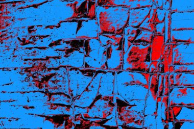 Kırmızı ve mavi renkli grungy duvar, desenli arka plan