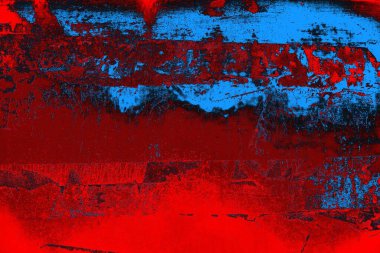 Kırmızı ve mavi renkli grungy duvar, desenli arka plan